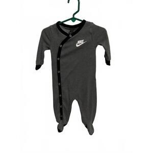 Nike black striped button up one piece, size 6 mo